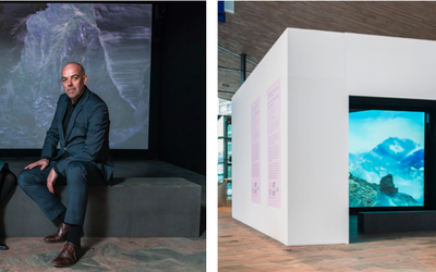 Links: Janneke Staarink, zakelijk directeur IFFR, en Fons Hof, director Art Rotterdam, rechts: videoroom op station Rotterdam Centraal. Foto: Joke Schut